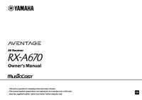 Yamaha RX-A670 - Owners manual